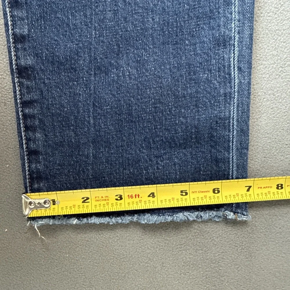 Point‎ Sur Jeans Womens 27 Blue High Rise Slim Boy Distressed Patched Raw Hem